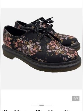 Dr Martens Floral Lace-Up Oxford Shoes - Black & Pink Floral Print Never Worn.